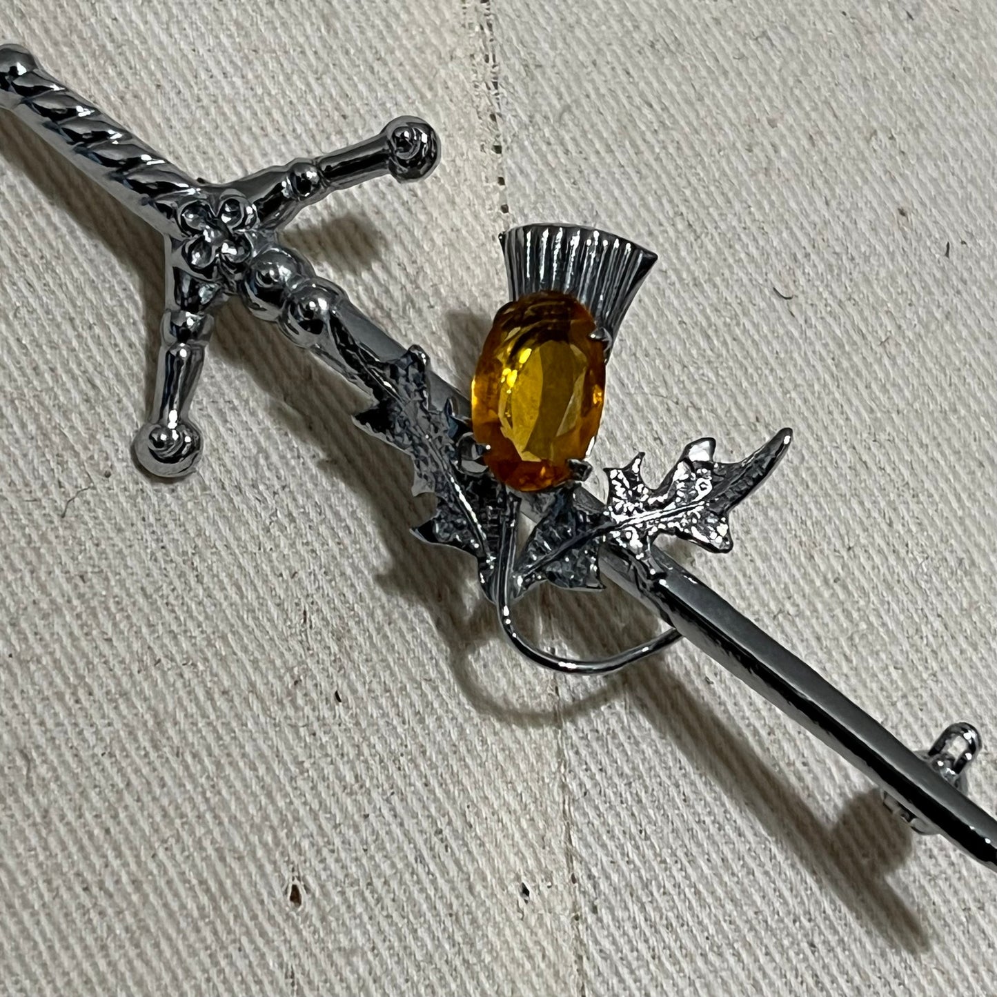 Vintage Signed Fall Themed Kilt Pin or Sword Brooch