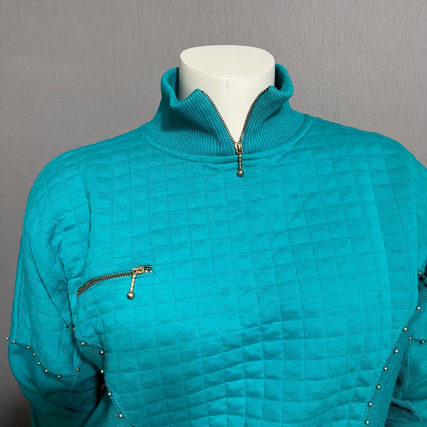 Vintage Turquoise Pullover Lounge Sweater Sz-Medium