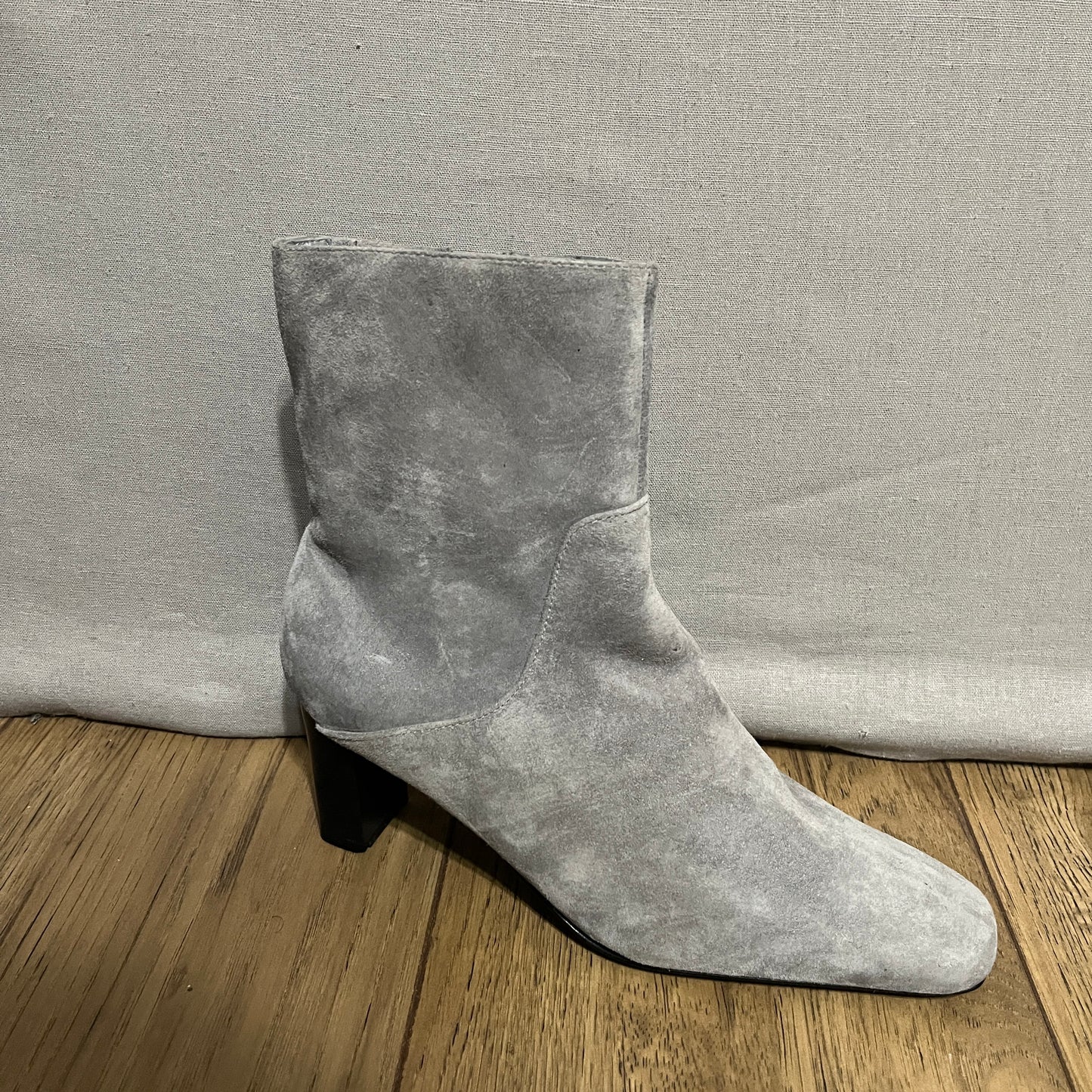 Aj Valenci Gray Suede Heeled Boots