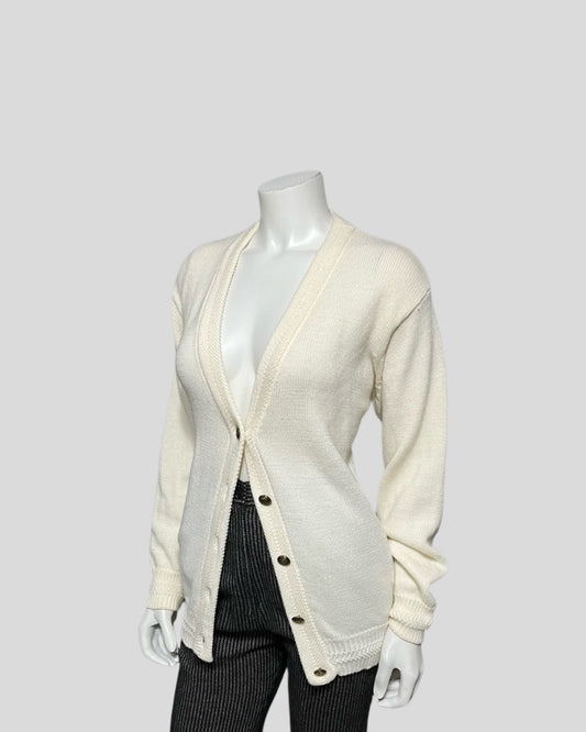 Bobbie Brooks Cream Button Front Preppy Sweater