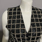 Theo Beaded Gold Black Sequin Square Print Vest Sz-Medium