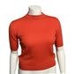 Vintage Rodier Paris Orange Mock Neck Short Sleeve Sweater Sz-Sm/Med