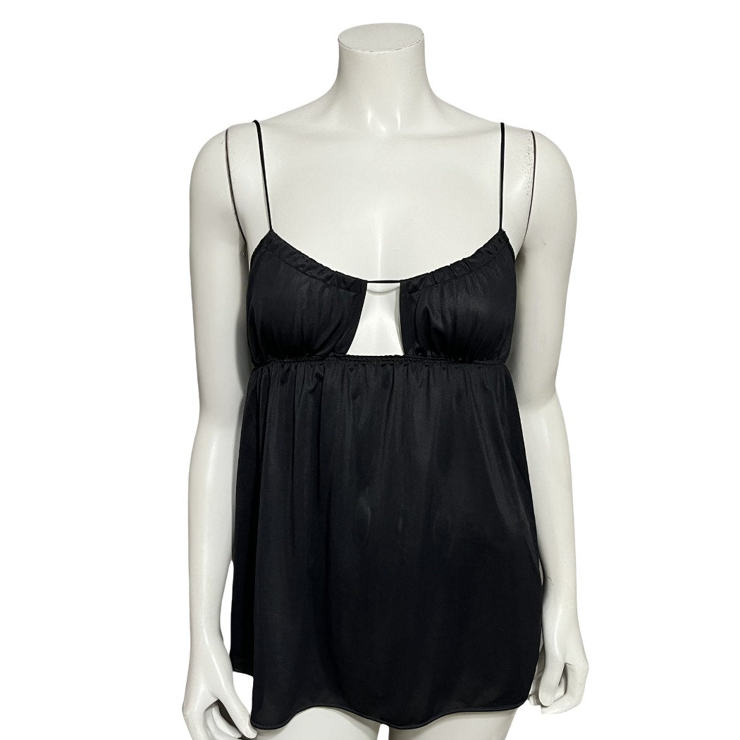 Montgomery Ward Vintage Black Camisole Nightwear Top Sz-Small