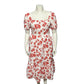 J. Crew Red Floral Short Sleeve Cotton Midi Ruffle Hem Dress Sz-8