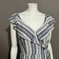 Entro Blueish Gray Striped Cold Shoulder Ruffle Romper Sz-Small