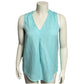 Context Turquoise V-Neck Linen Blend Sleeveless Top Sz-Medium