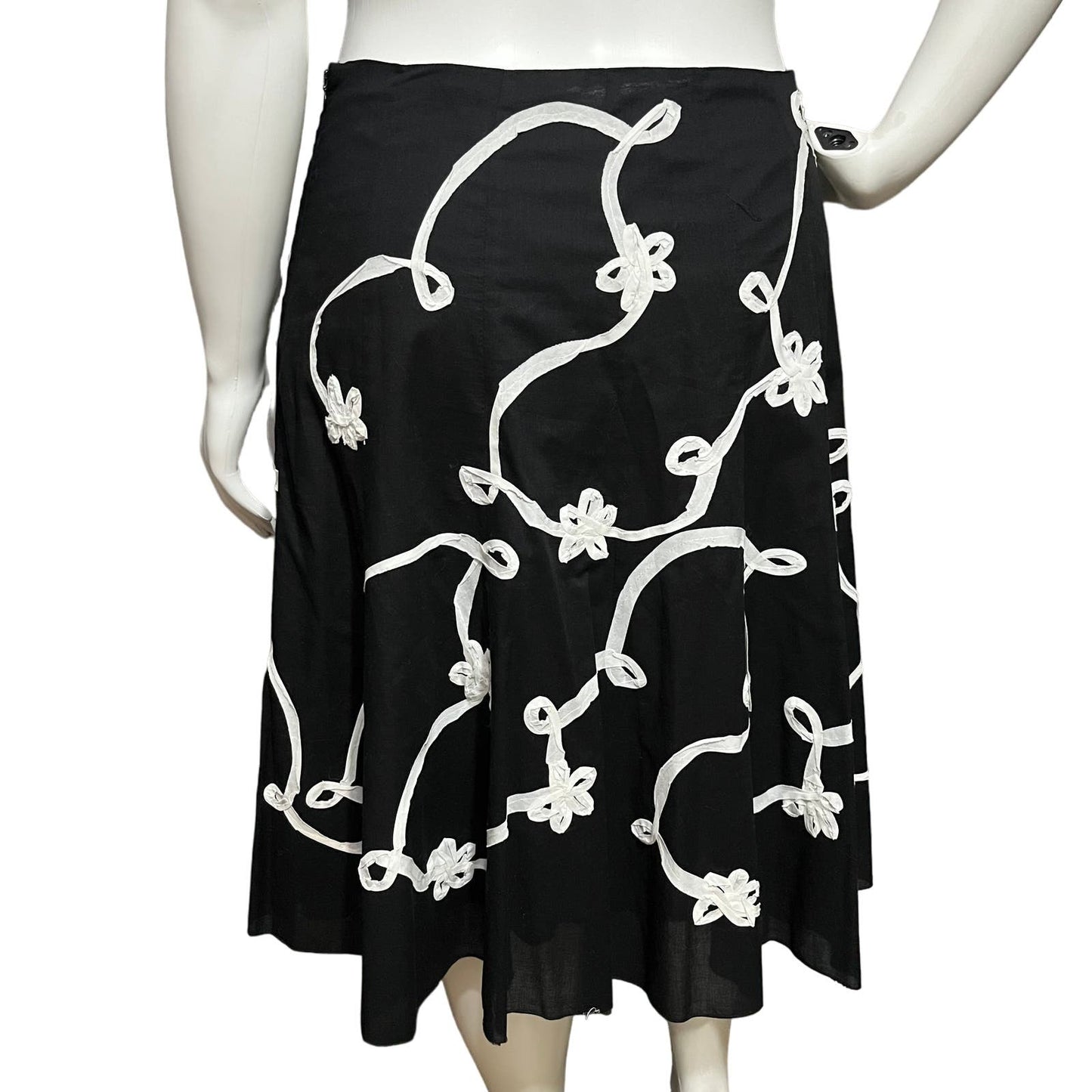 Allison Taylor 100% Cotton Black Artsy Swing Flare Skirt Sz-16