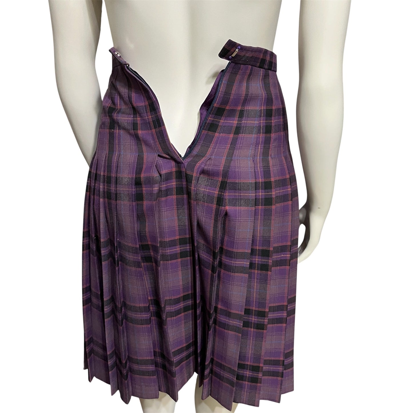 Vintage Women’s Plaid Purple Pleated Skirt Academia Sz-6/8