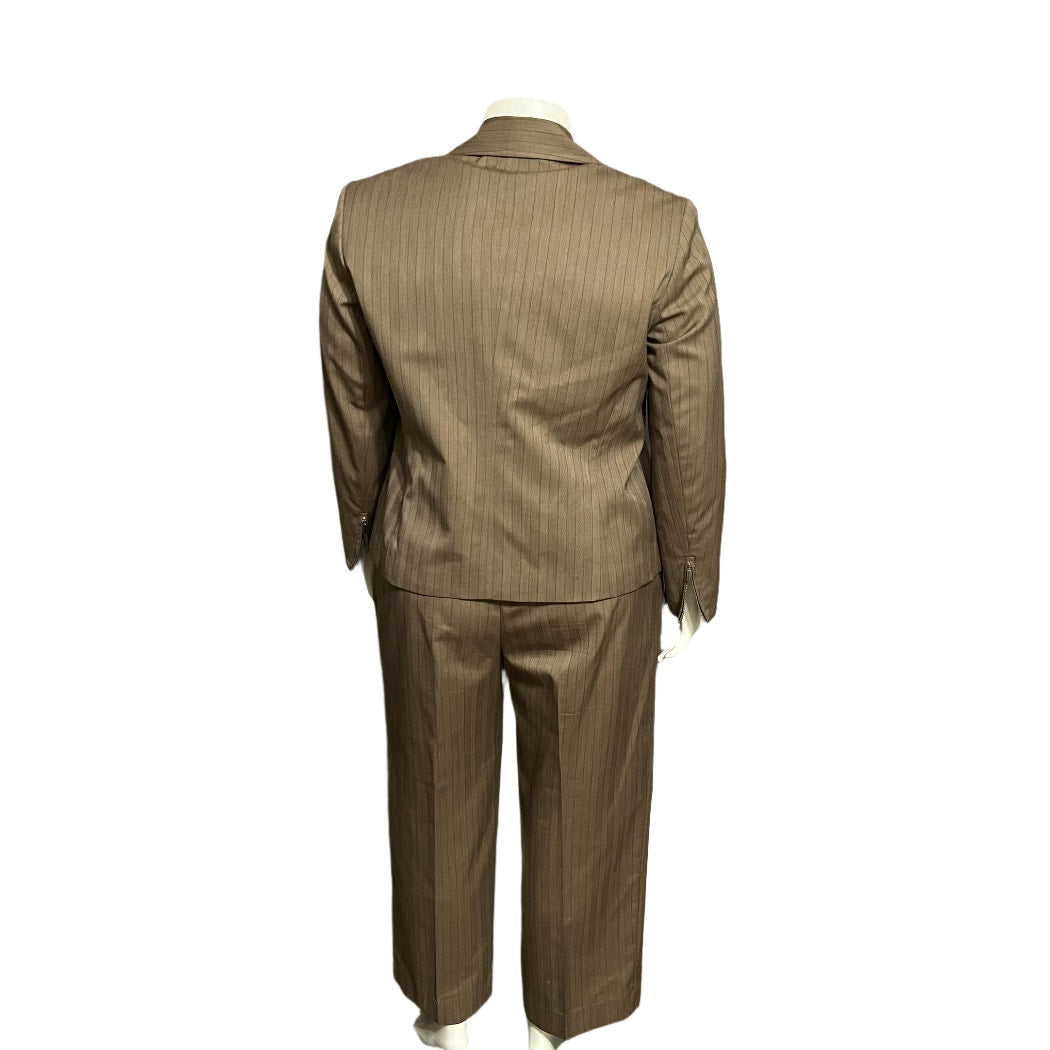 Evan Picone Brown Striped 2Pc Jacket & Pant Casual Set Sz-14W