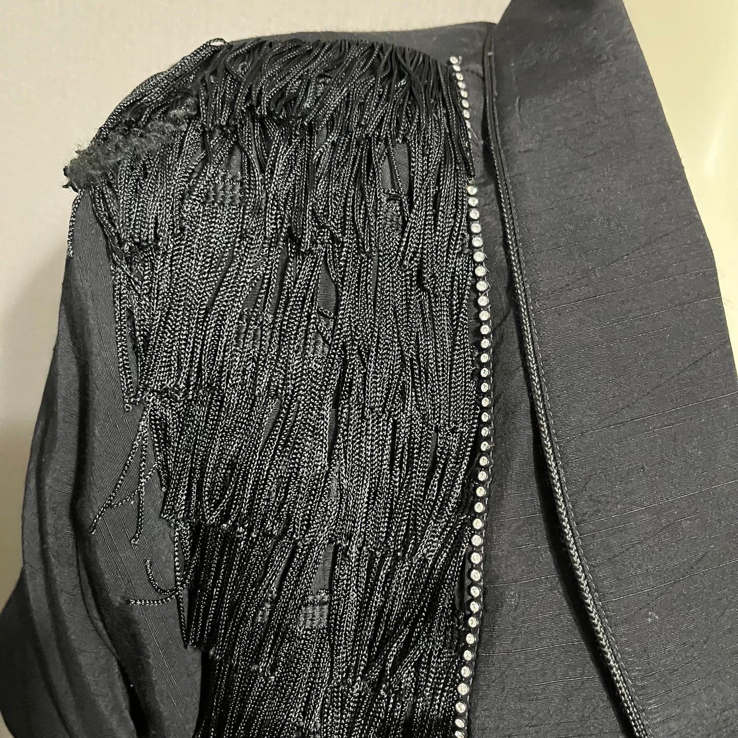 Vintage Cache Black With Fringe Rhinestone Blazer Jacket Sz-Large