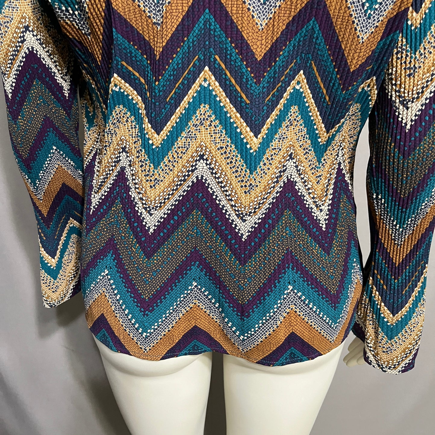 dressbarn Multicolor Chevron Button Down Shirt