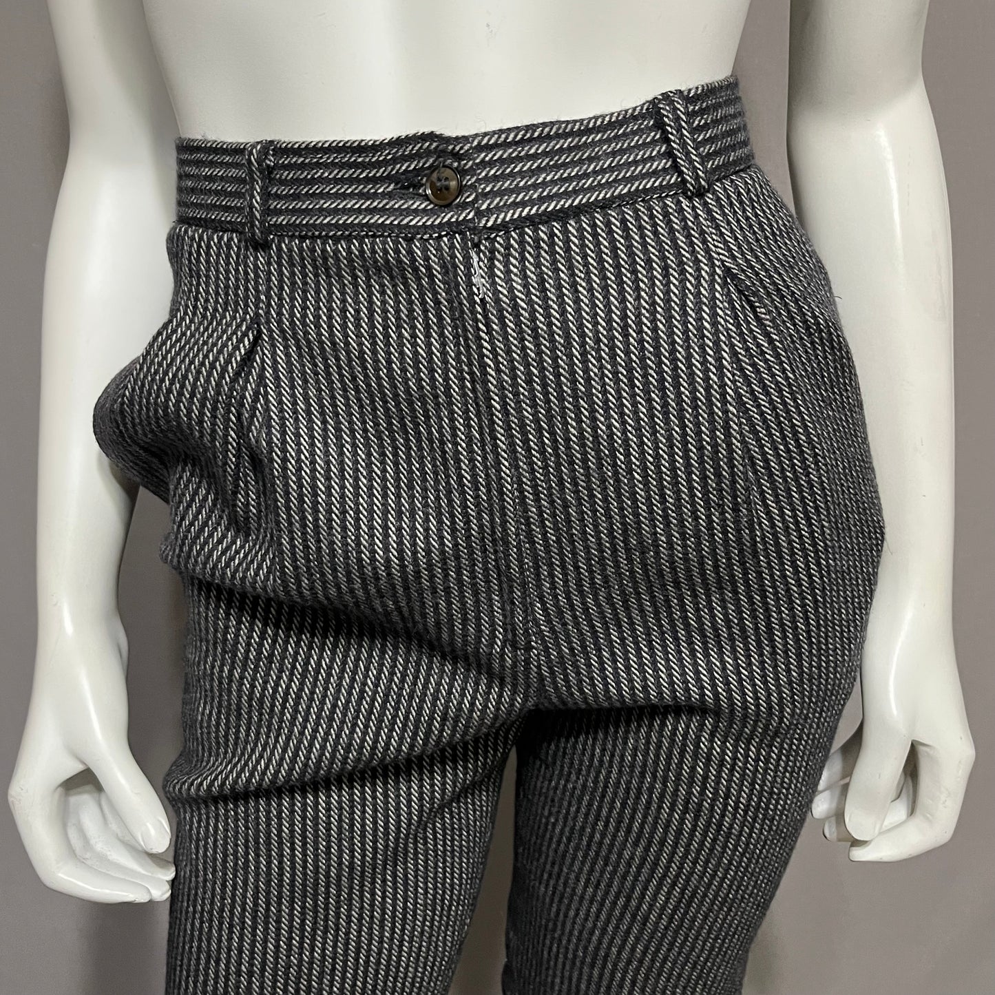 Vintage Anne Klein Striped Wool Lined High Waisted Pants Sz-6