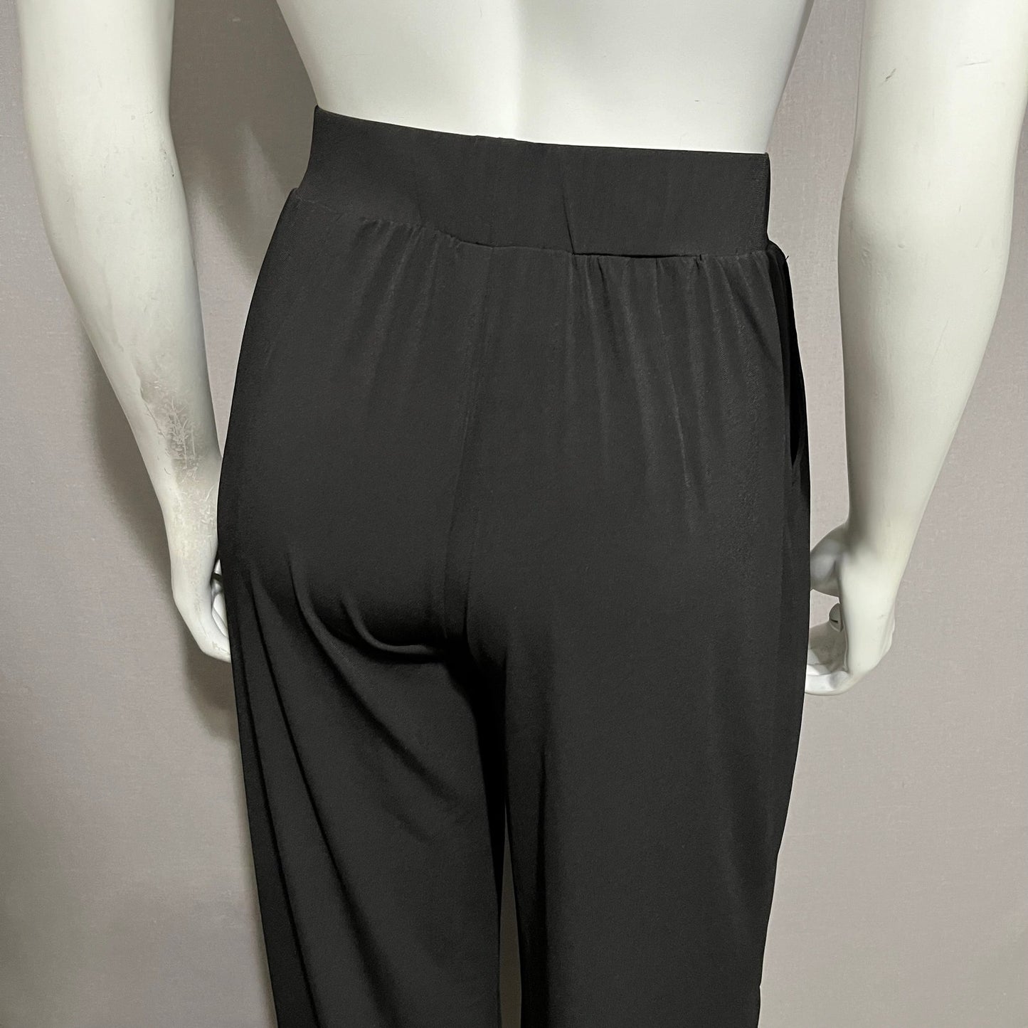 G.I.L.I. Black Pull On Stretch With Side Split Wide Leg Pants Sz-XXSP