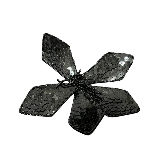 Baki Elegant Black Sequin Flower Brooch