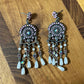 Boho Pink and Silver Chandelier Earrings