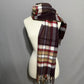 Plaid Brown Red Soft Scarf With Fringe