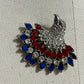 Eagle Patriotic Silver, Red, and Blue Crystal Brooch