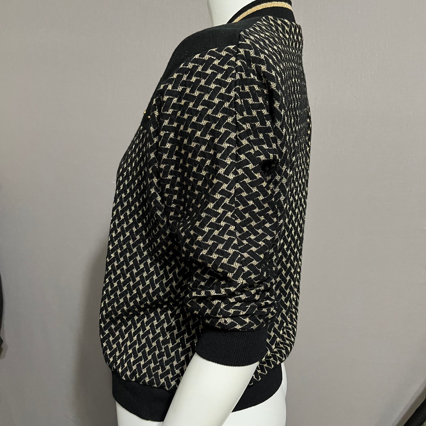 Vintage Graff Black Gold Sparkly Pullover Sweater Sz-Small