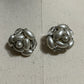 Vintage Made In Japan Silver Costume Pearl Earrings