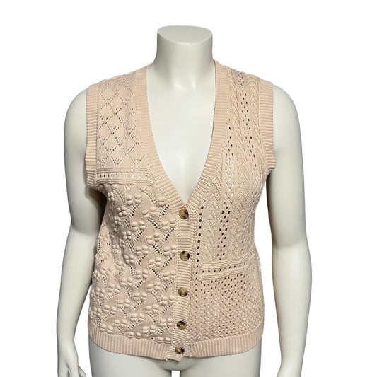 Heartloom Blush 100% Cotton Textured Sweater Vest Sz-Large