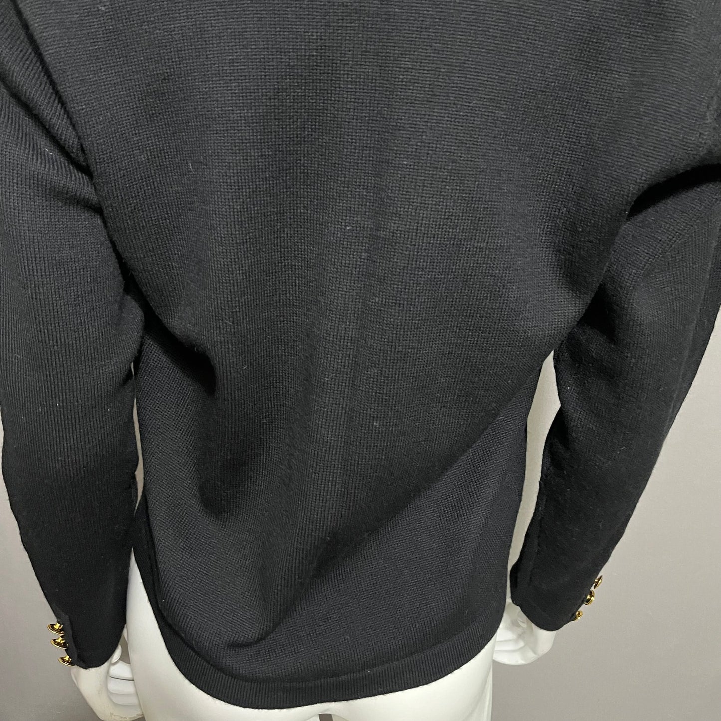 Talbots Black 100% Merino Wool Gold Button Front Cardigan Sz-Small