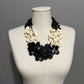 Wooden Black & Cream Circle 5 Layered Fashion Necklace