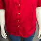 Lands End Cherry Red Cotton Womens Button Front Shirt Sz-Xl