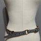 Tarnish Grey With Gold Circle Metal Skinny Belt Sz-Xs/ Small