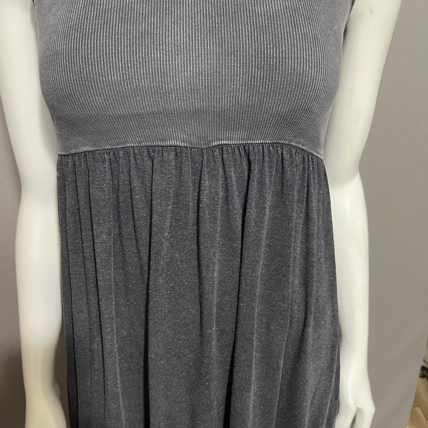 Anama Gray Knit Tank Hi-low Fringed Casual Summer Dress Sz-Small