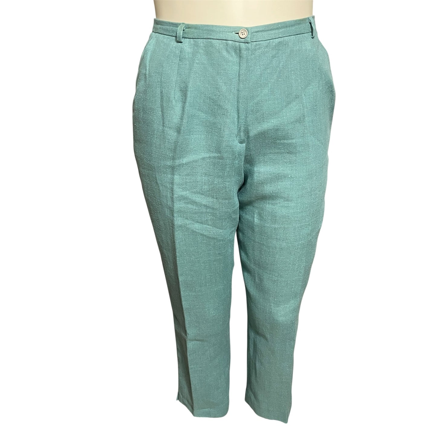 Doncaster Mint Women’s Green 100% Linen 2 Pc Pant Suit-LARGE