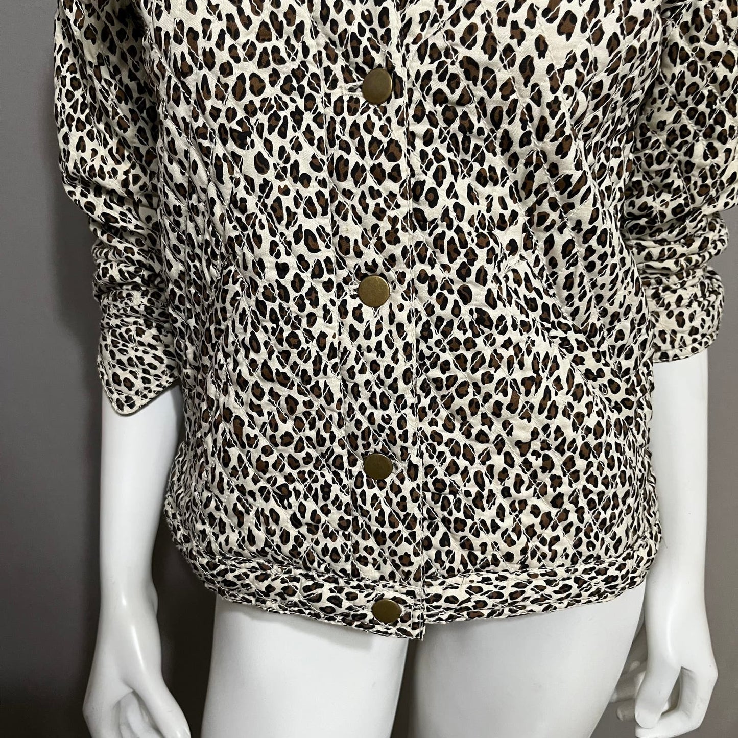 Coldwater Creek Cheetah Print Cotton Quilted Bomber Jacket Sz-Small (petite)