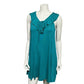 Mittoshop Turquoise Knit Ruffle Collar Casual Vacation Dress Sz-Small