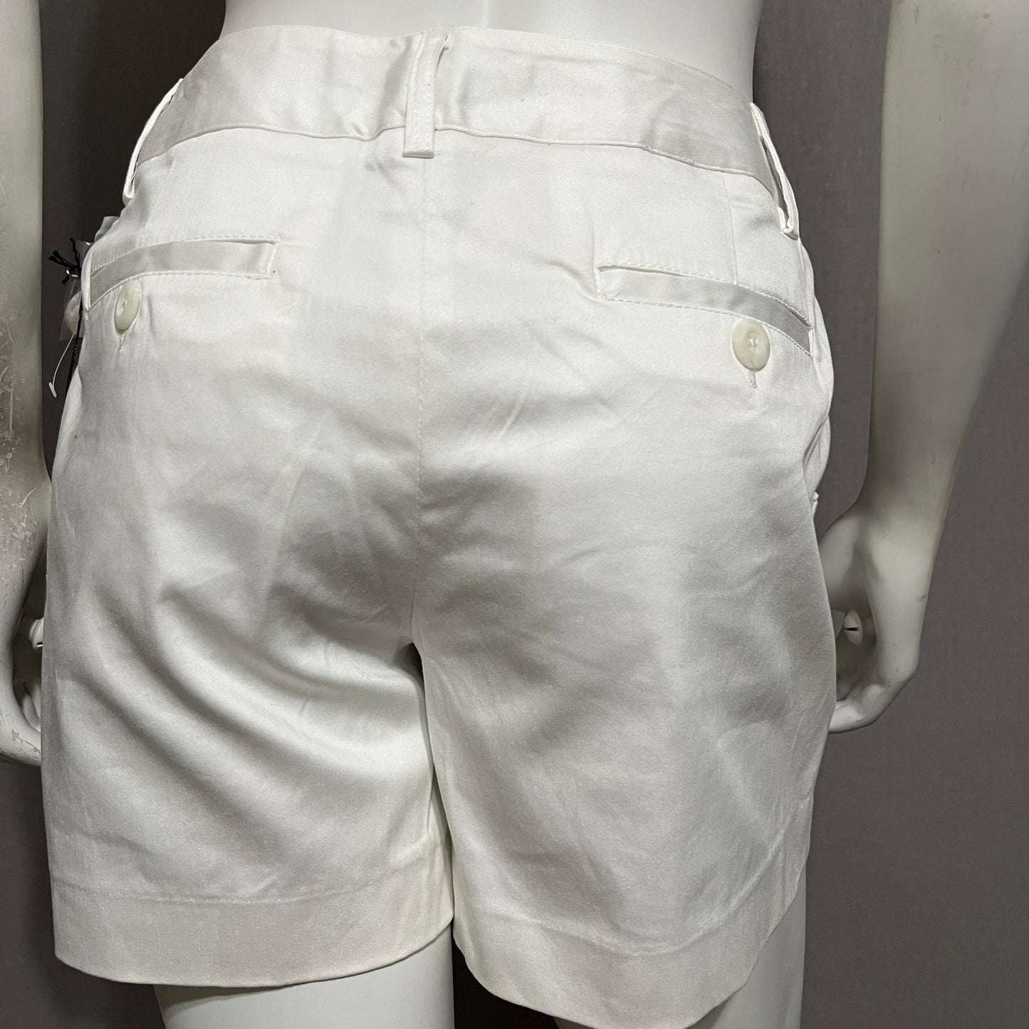 Willi Smith White Cotton Casual Everyday Ruffle Pocket Shorts Sz-4