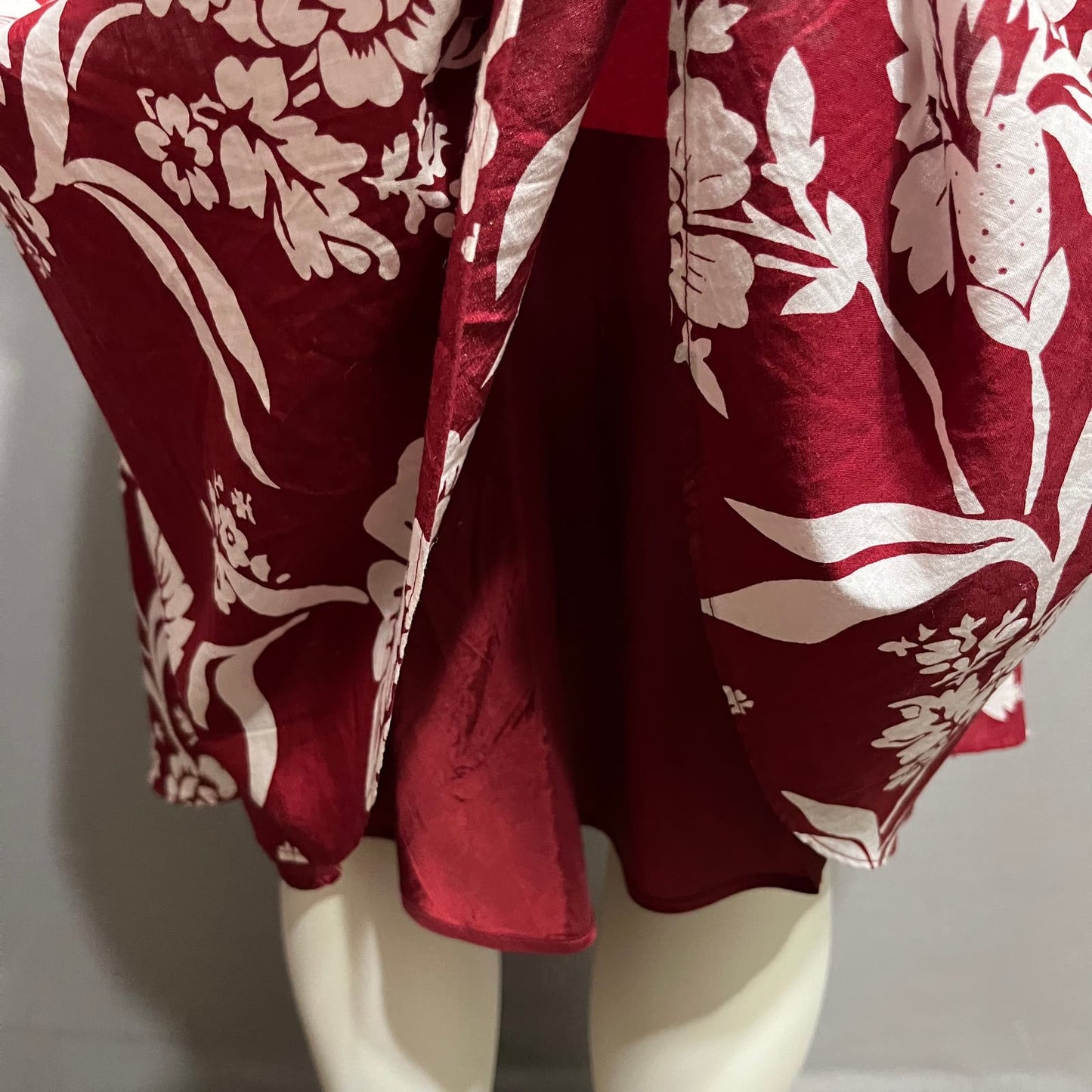 Ann Taylor Maroon 100% Cotton Hawaiian Floral Print Dress Sz-10