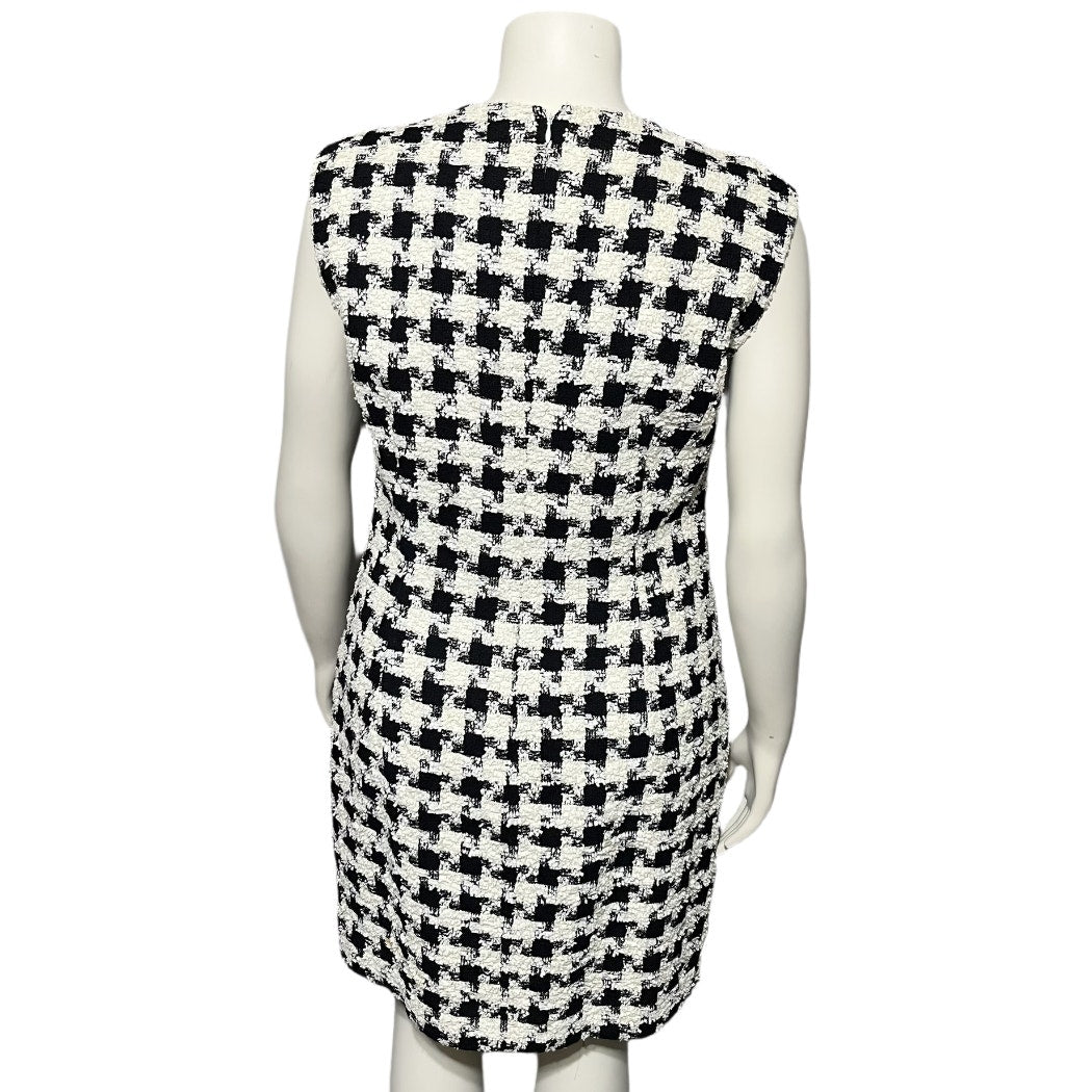 Vintage Houndstooth Tweed Houndstooth Print Dress Sz-10/12 (Large)