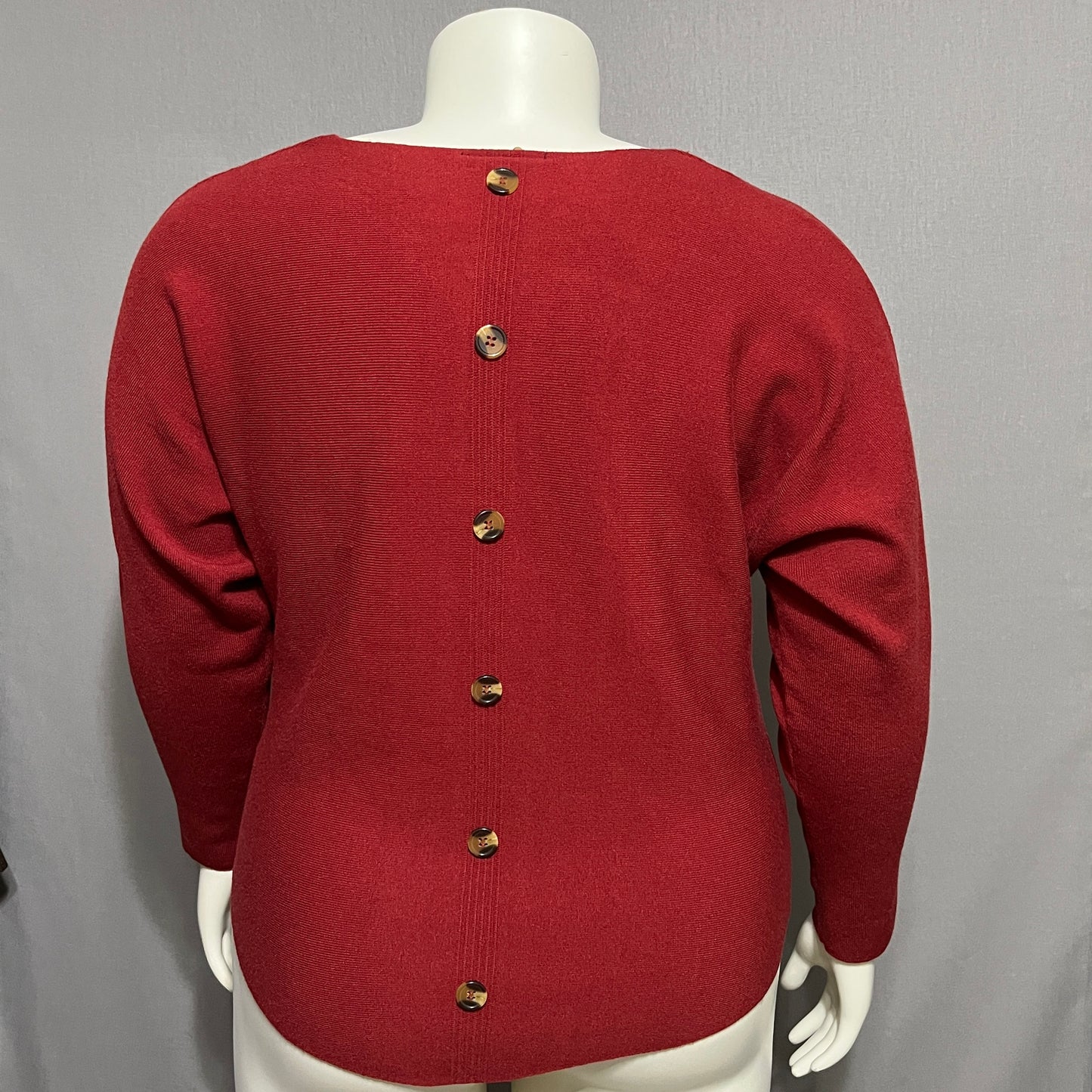 Ten-Oh-8 Rust Red Button Back Sweater Sz-XL