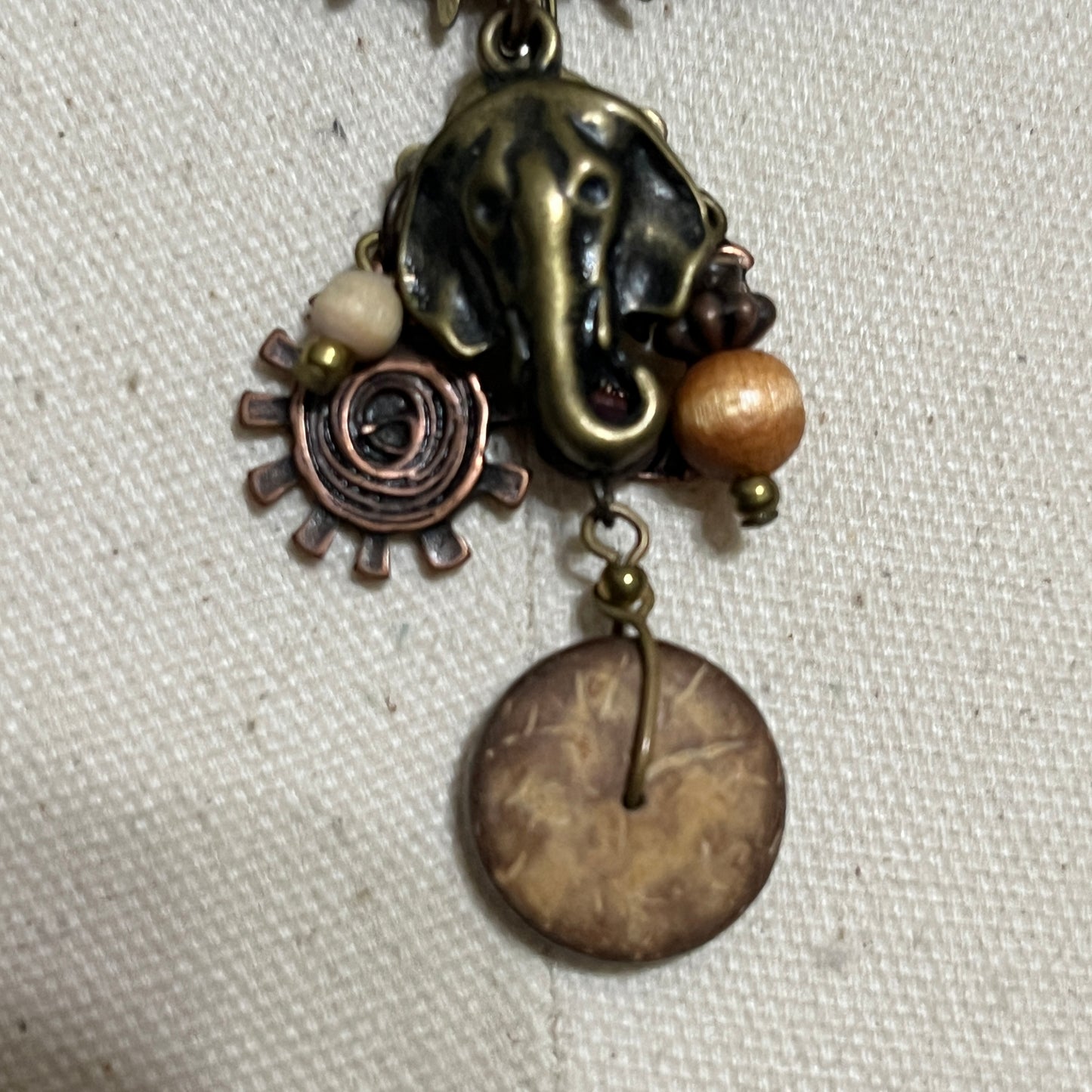 Vintage-Inspired Elephant with Bronze Accents Brooch