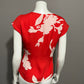 Joie Cherry Red  & Floral Lightweight Flirty Silk Blouse Sz-Small