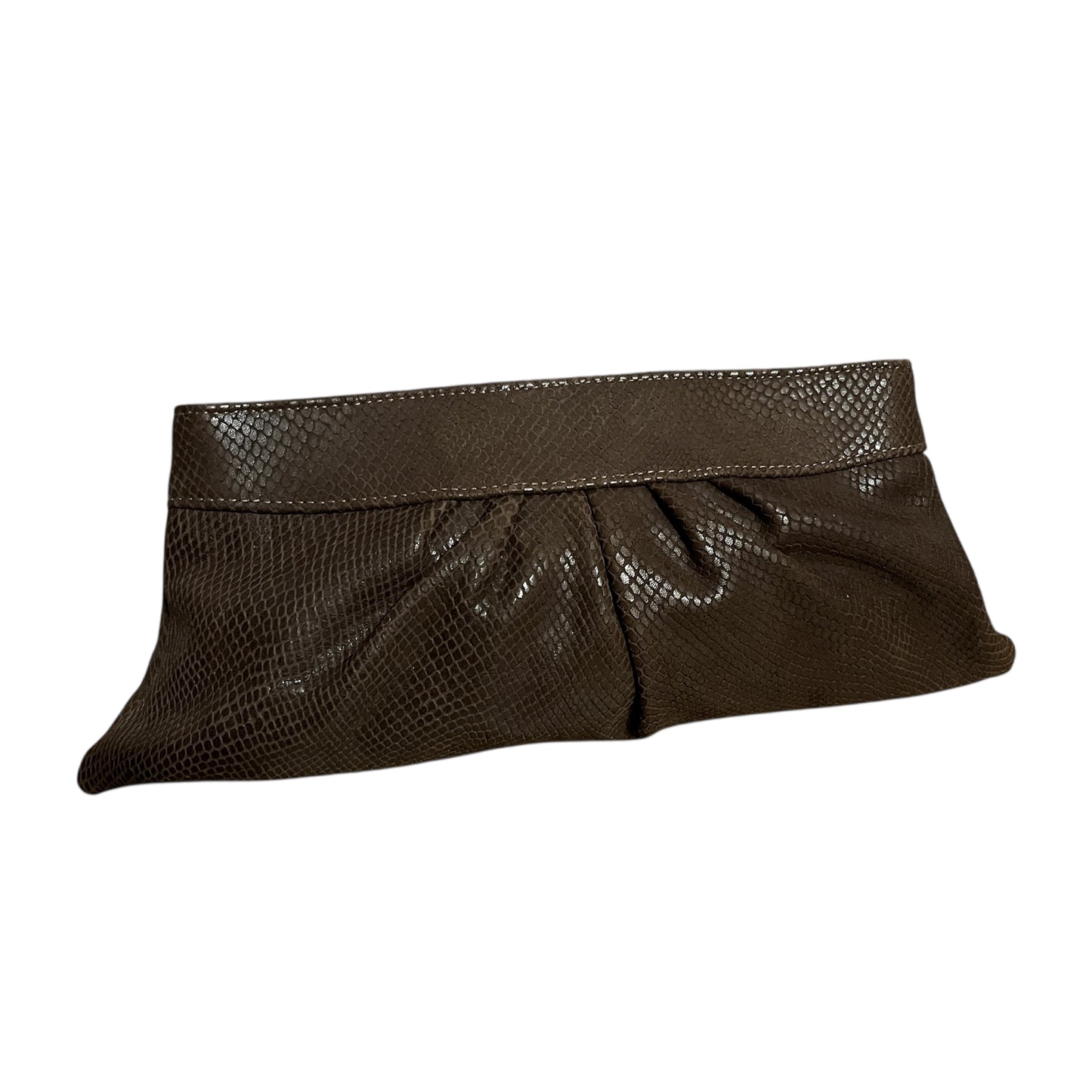 Lauren Merkin Chocolate Leather Clutch Handbag