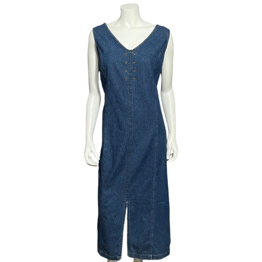 Expressions Denim With Split MIDI Dress Sz-1X