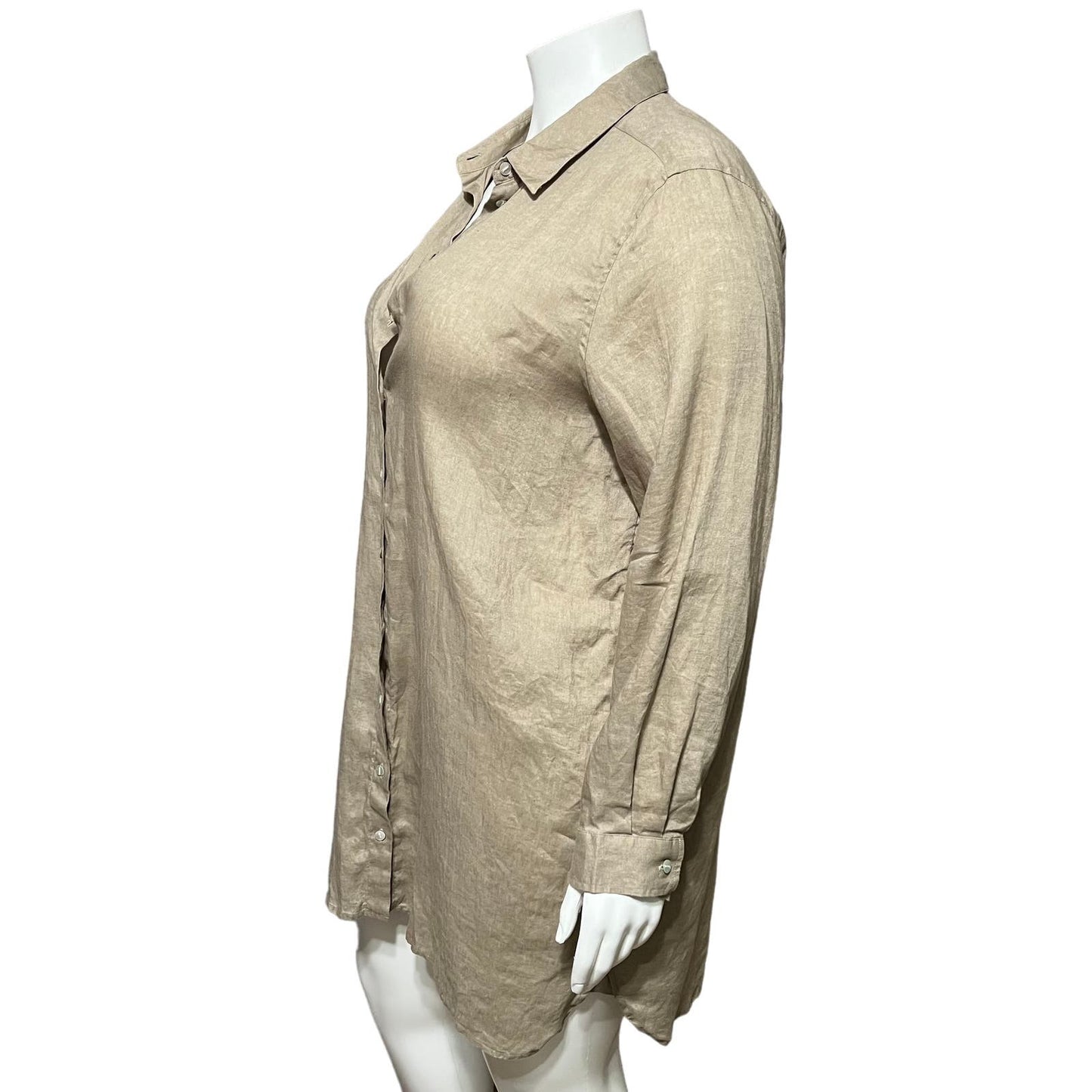 J.Jill 100% Linen Long Button Front Shirt Sz-XL