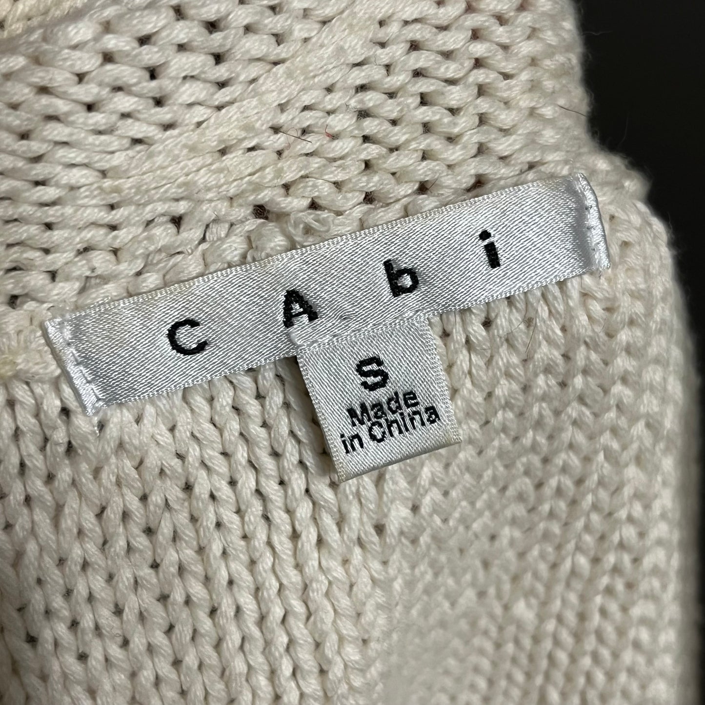 Cabi Textured Cream & Navy Sweater Sz-Small
