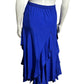 Cobalt Blue Womens With Ruffles Midi Length Flared Skirt Sz-Small