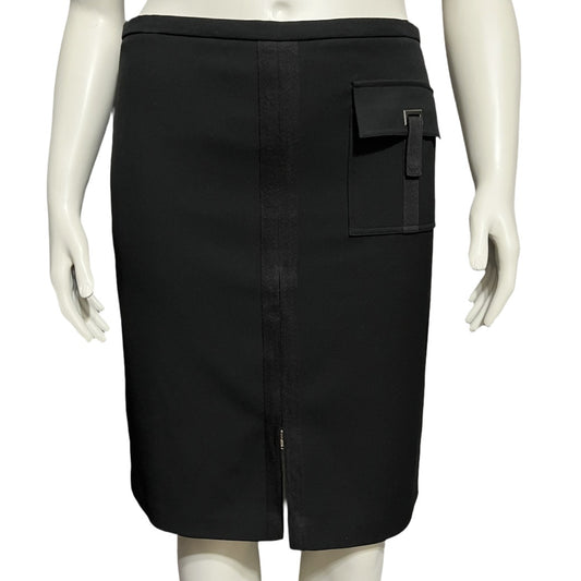 BCBG Maxazria Black Cargo Style Front Zip Pencil Skirt Sz-12