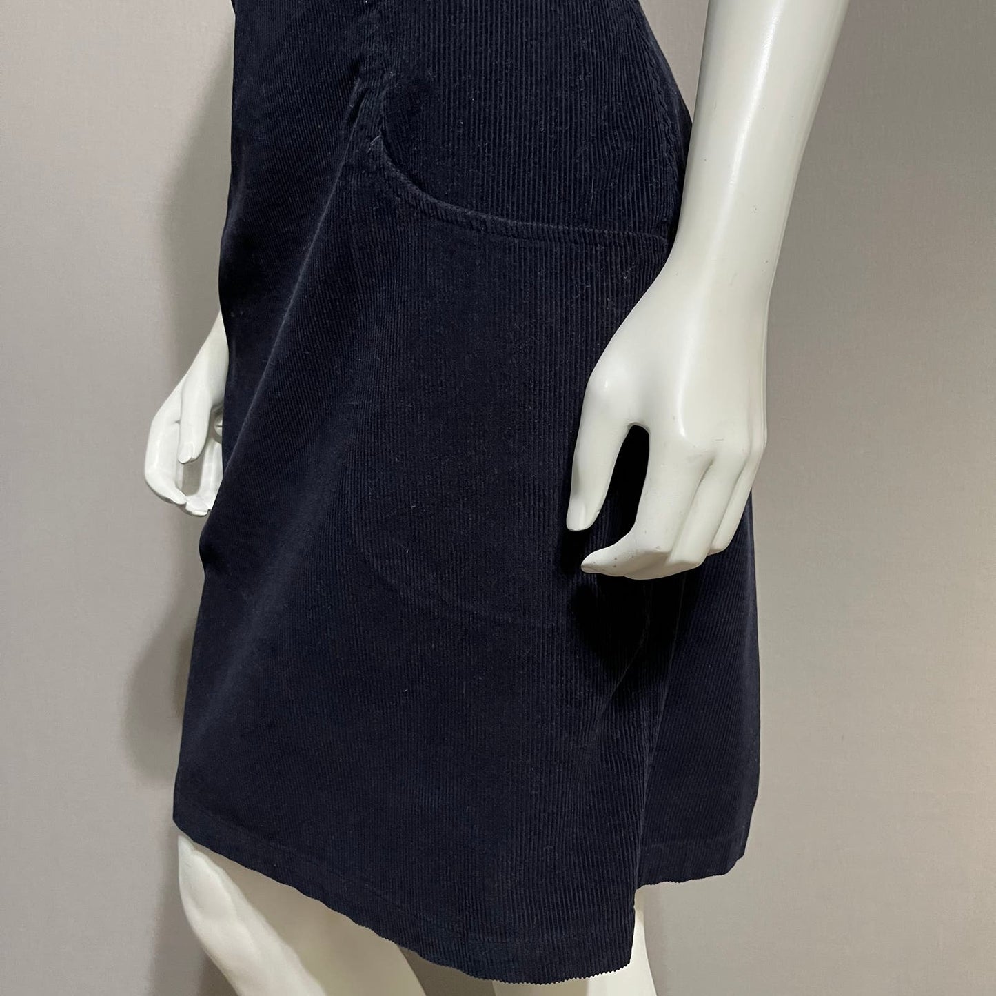 Eddie Bauer Corduroy 100% Cotton Navy Sleeveless Dress Sz 8 Tall