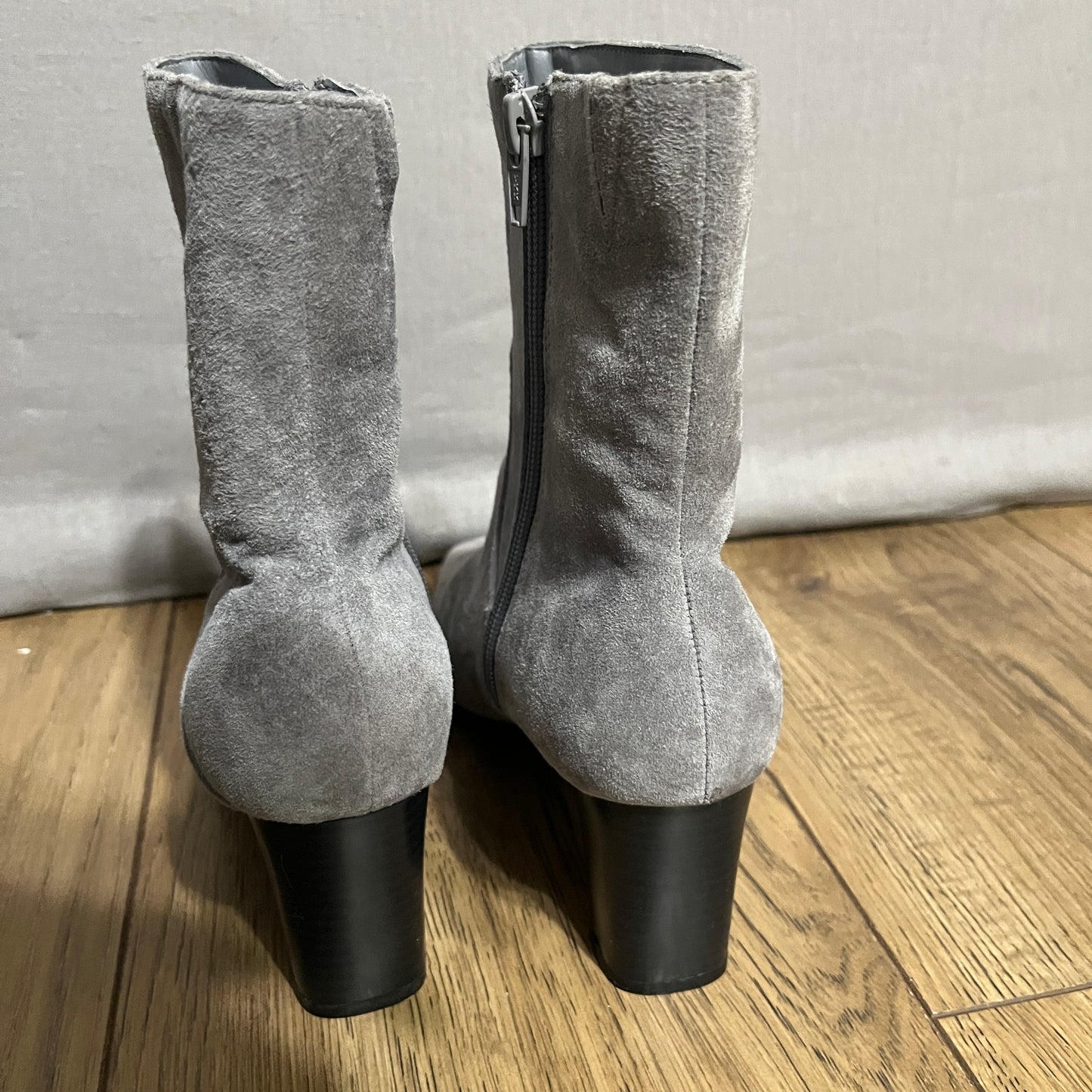 Aj Valenci Gray Suede Heeled Boots