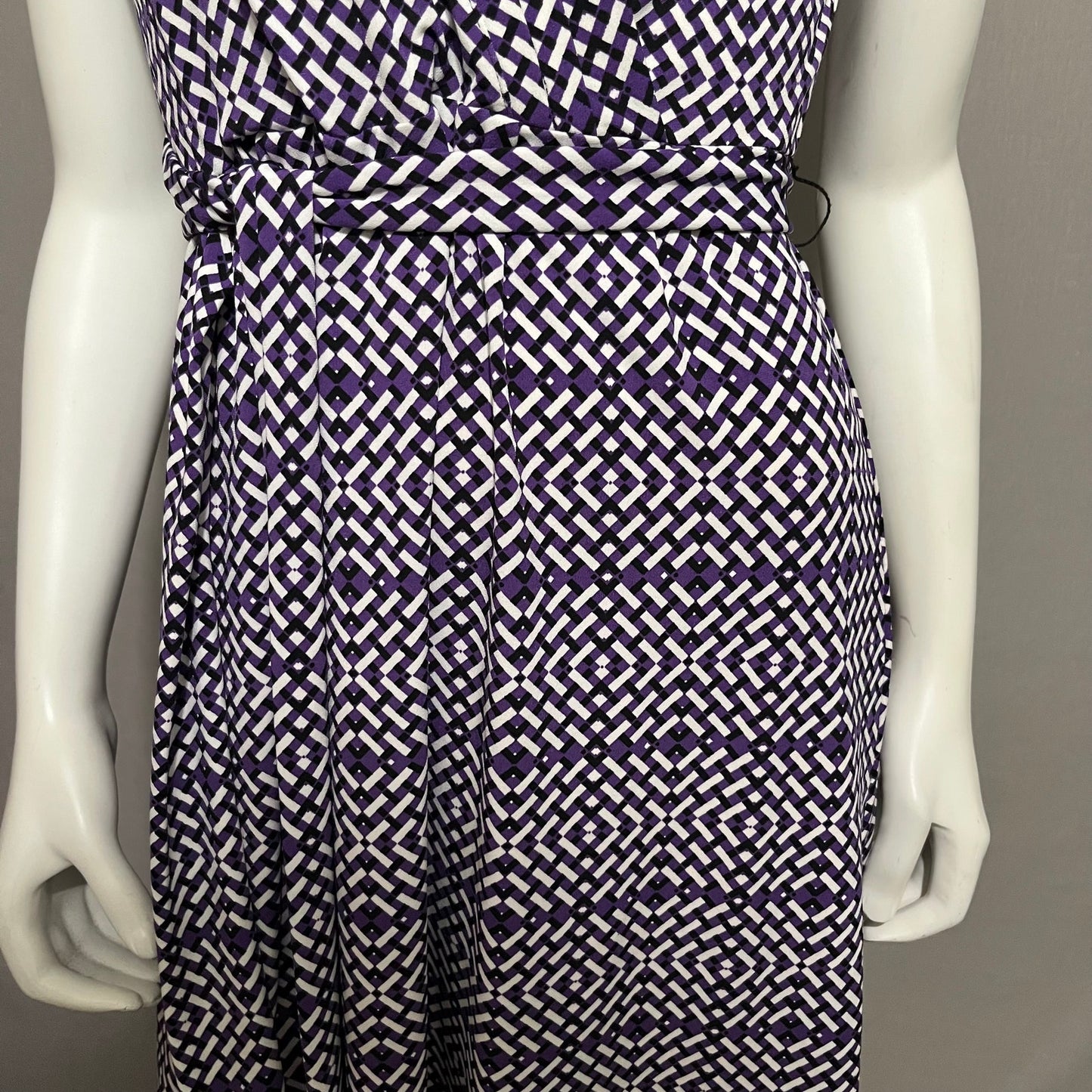 Liz Claiborne Purple Geometric Print Tie Knit Dress Sz-Small