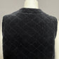 Liz & Co Quilted Black Velvet Button Front Vest Sz-Lg/XL