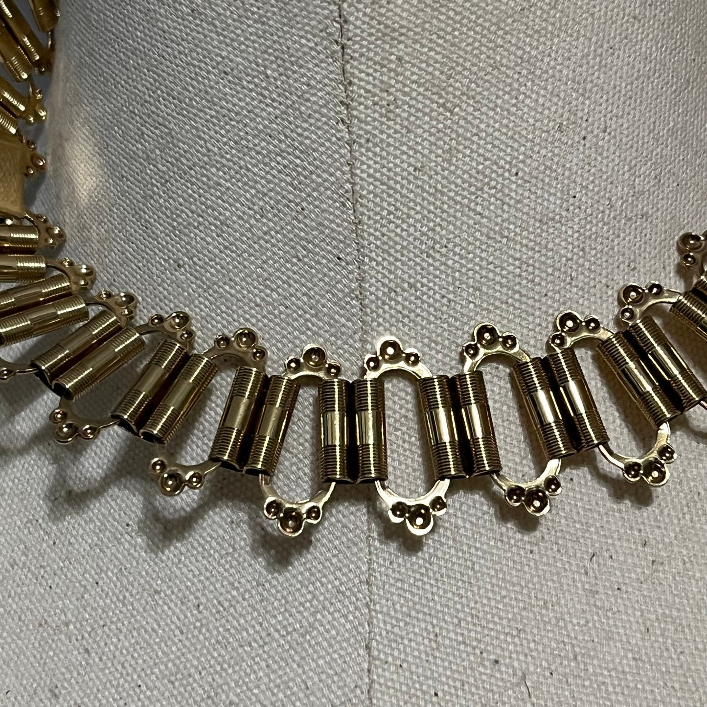 Vintage Victorian Book Chain Gold Tone Statement Necklace