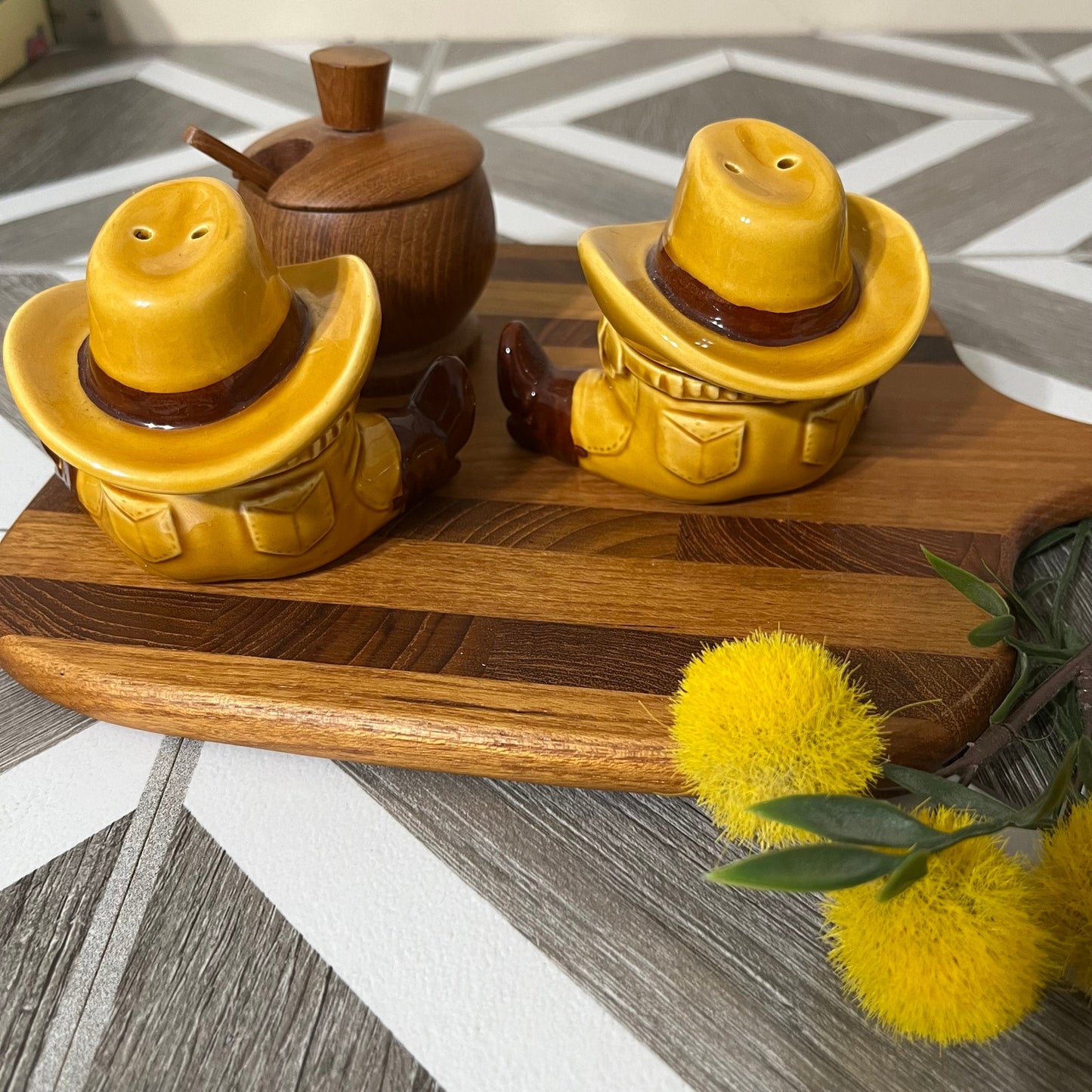 Nevada Western Cowboy Themed 2 Pc Ceramic Salt & Pepper Shakers